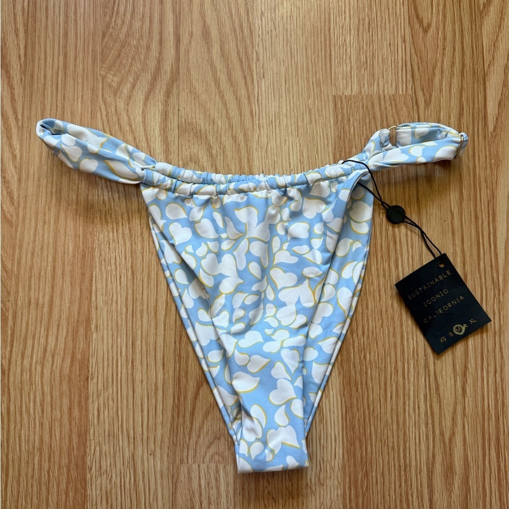 Skatie Bobbi Thick Band Light Blue Floral Bikini Bottom NWT Sz M